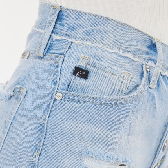 KanCan Button Fly High Rise Distressed Frayed Torn Denim Cut-Off Jean Shorts - Picture 4 of 13